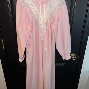 Pink Long Sleeve Lace-Trim Nightgown - Women Intimates & Sleepwear